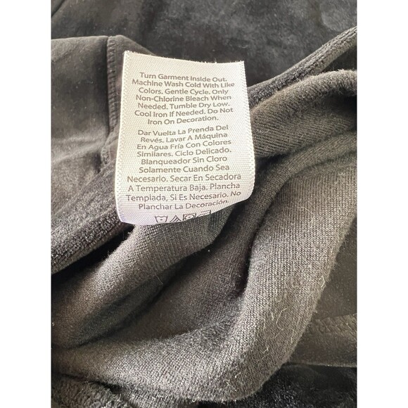 Y2K Juicy Couture Black Velour Wide Leg Sweatpants Womens SZ L Pink Rhinestones - Picture 7 of 7